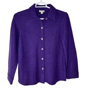 Appleseed's Women's Small Shacket 100% Wool Boiled Purple Button Up‎ EUC